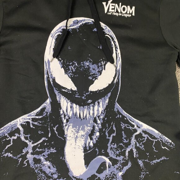 NWOT Venom Hoodie Men's Large Marvel Comics Black Gray - Picture 2 of 8